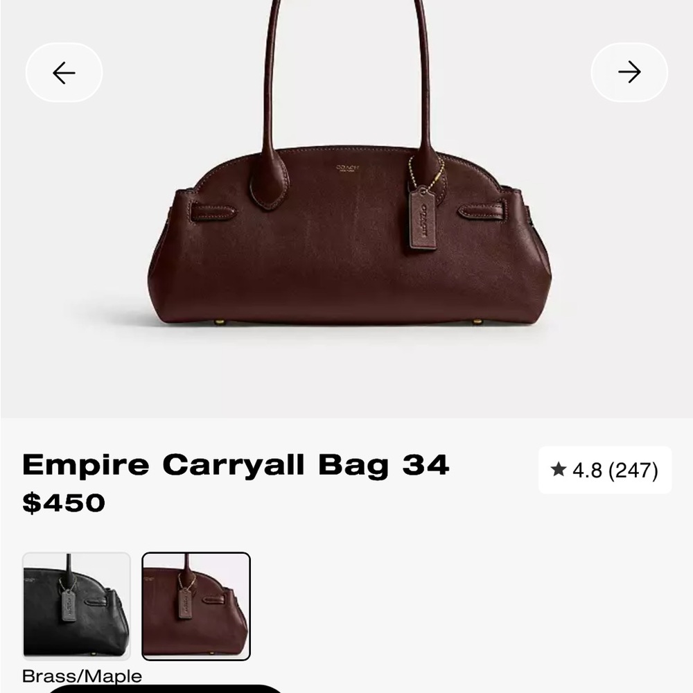 Coach Empire Carryall Bag 34 in Dark Brown